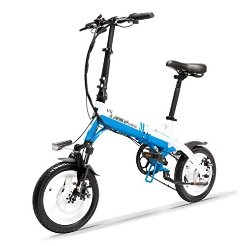Vélos électriques : HLeoz 14" Vélo de Ville léger, Vélo électrique Pliable 36V 8.7Ah Amovible Batterie au Lithium Vitesse Maximale 20 km / h et Cadre en Alliage D'aluminium 6061, Blue t