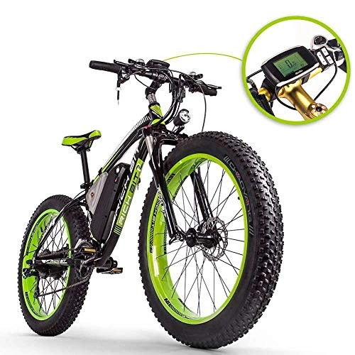 Vélos électriques : HNHM 48V 1000W 17Ah 21 Vitesses Mountain Snow vélo électrique 26 Pouces vélo électrique-Vert_Chine