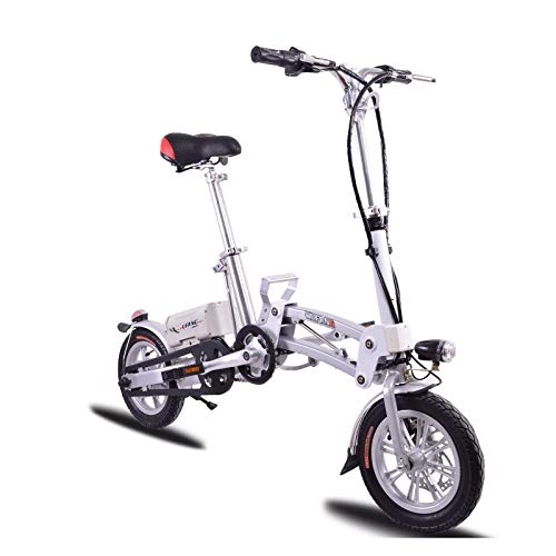 Vélos électriques : Hokaime Vélo électrique Pliant génération de Batterie au Lithium Voiture Mini Voiture électrique Adulte Petite Voiture électrique, Blanc