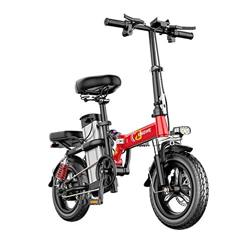 Vélos électriques : Hold E-Bikes 14inch en Aluminium Pliant vlo lectrique 48V Lithium Battery400W Moteur Puissant vlo lectrique Scooter Ville e vlo Rouge 15Ah