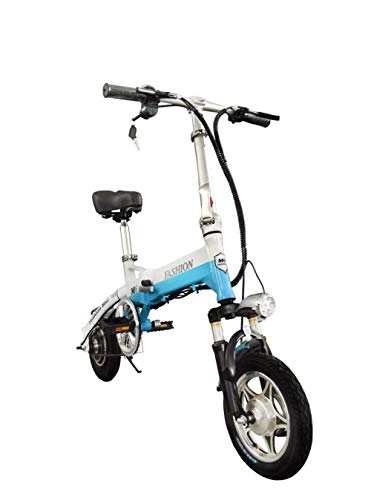 Vélos électriques : Hold E-Bikes Alliage d'aluminium Ultra-lger de Batterie de Lithium de 36V 12 Pouces Se Pliant Le vlo lectrique@Blanc Bleu