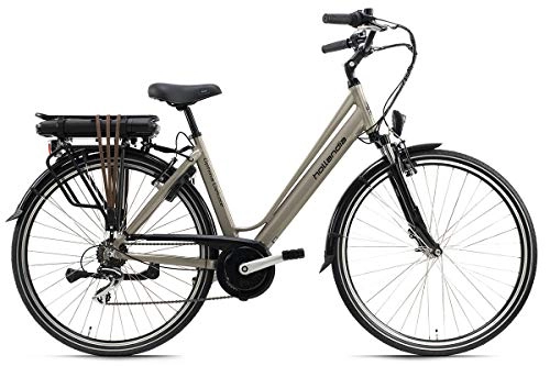 Vélos électriques : Hollandia VTC électrique 28" Aluminium Optima Deluxe Beige 250W Li-ION 36V / 13 Ah / 468 Wh 7 Vitesses