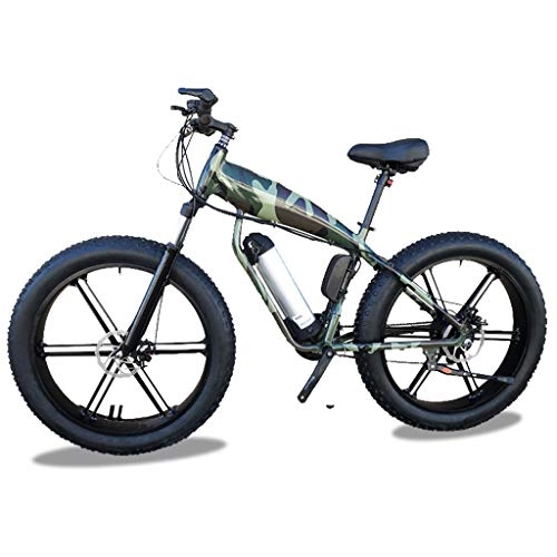 Vélos électriques : HOME-MJJ 48V 400W vélo électrique Fat Tire E-Bike Plage Cruiser Vélos de Mountain Sports Hommes Batterie au Lithium hydraulique Freins à Disque (Color : Green, Size : 14Ah)
