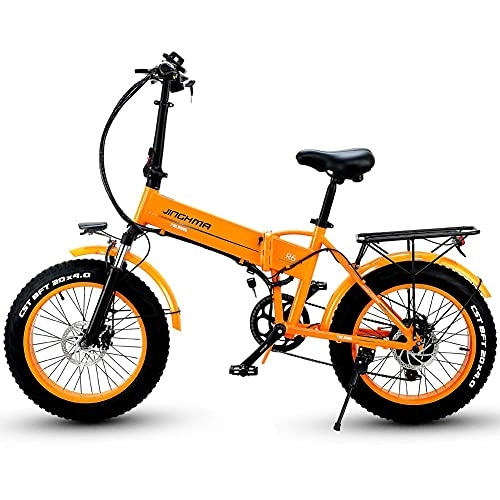 Vélos électriques : HUAKAI R6 20 Pouces Vélo électrique Pliant 350w / 500w 48v 10ah / 12.8ah Batterie Li-ION LG 5 Niveaux (Orange, 500w 12.8ah LG)