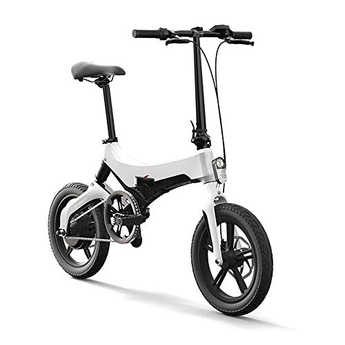 Vélos électriques : HUATXING 16 Pouces Pliant vélo électrique d'alimentation électrique d'assistance Cyclomoteur Vélo E-Bike 250W et Deux Moteurs Freins à Disque, Blanc