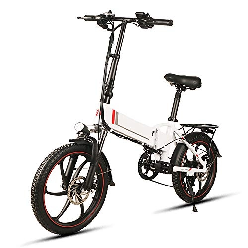 Vélos électriques : HUATXING 20 Pouces Pliant vélo électrique d'alimentation électrique d'assistance vélo E-Bike Scooter 350W Moteur Conjoined Rim E-vélo Pliant, Blanc