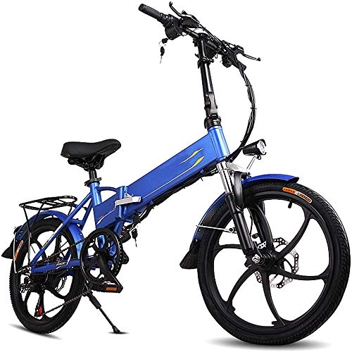 Vélos électriques : HUATXING 20Inch Vélo Électrique 48V12.5A Batterie Au Lithium en Alliage D'aluminium Pliant Vélo Électrique 350W Puissant Montagne / Neige / Ville, Bleu