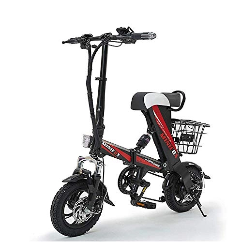 Vélos électriques : HUATXING Smart électrique Pliant vélo Adulte Mini vélo électrique 12inch 36V 250W 8AH Moteur avec Freins à Double Disque 25 km / H Sctooer, Rouge