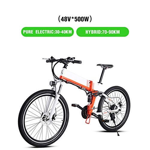 Vélos électriques : HUATXING Vélo électrique 48V500W assistée Vélo de Montagne Vélo électrique au Lithium Cyclomoteur Vélo électrique Vélo électrique Vélo électrique Elec, Blanc
