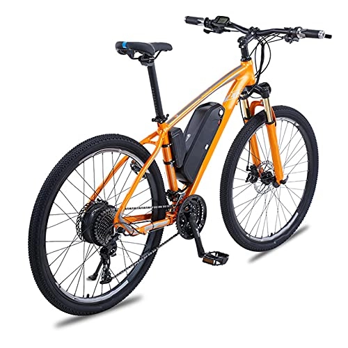 Vélos électriques : HULLSI Vélo De Électrique, Cadre en Alliage D'aluminium pour VTT Adulte avec Moteur 500W, Batterie Amovible 48V / 13Ah, Vitesses 27, Freins À Disque Double, Orange, 27.5 inch