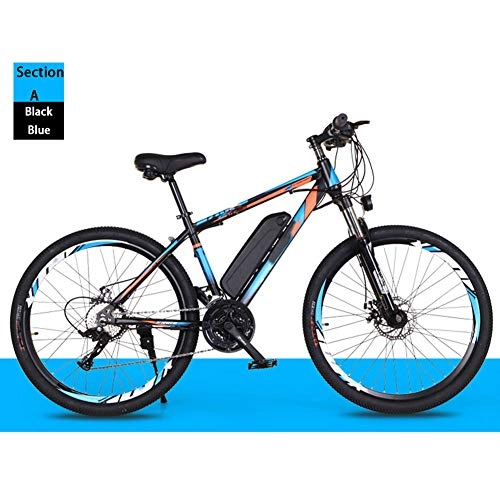 Vélos électriques : HWOEK Vélo électrique Tout-Terrain Adulte, 26" Vélo électrique VTT Vélo Amovible Batterie Lithium-ION 21 / 27 Vitesses, Black Blue, A 36V10AH