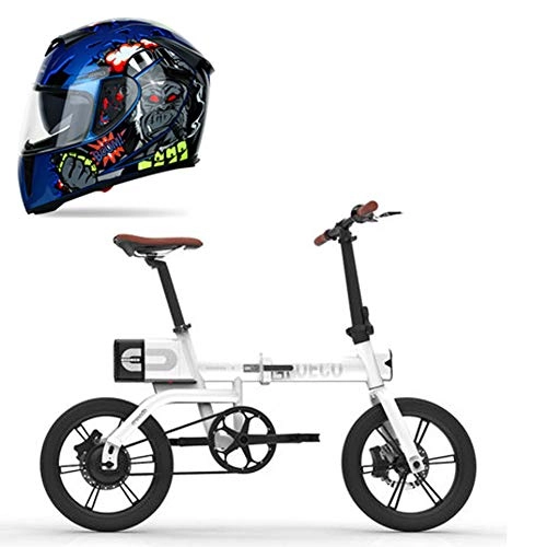 Vélos électriques : Hxl Vélo électrique 36v 250w 6ah Vélo de Loisir à Pile au Lithium avec Freins à Disque Et Trois Modes de Travail Vélo de Route de 16 Pouces Ebike Portable pour Adulte, Blanc, 70km