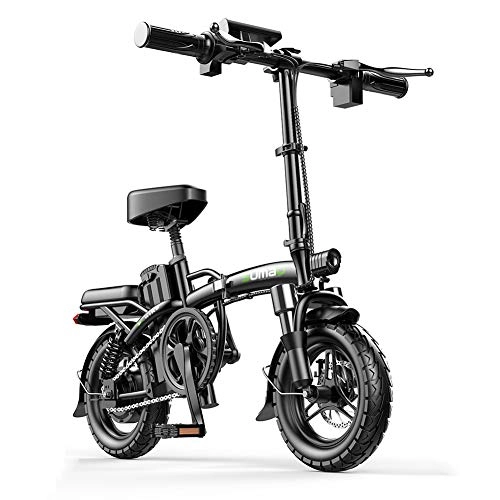 Vélos électriques : Hxl Vélo électrique Pliant de 14 Pouces 400w VTT Adulte avec Batterie au Lithium Amovible 48v 6ah Frein à Double Disque Port USB écran Couleur Intelligent 3 Modes de Conduite, 6AH 30KM