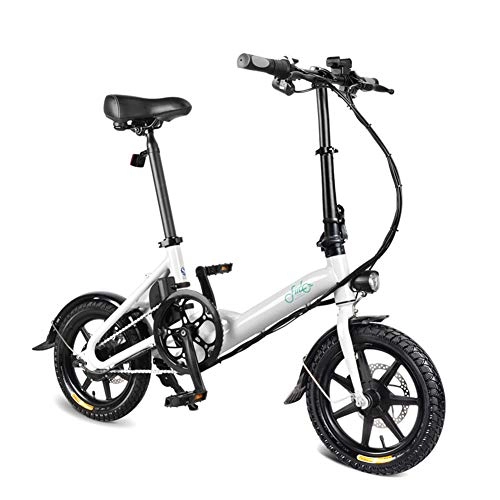 Vélos électriques : ieenay - Vélo Pliant électrique Pliable - Double Frein à Disque Portable pour vélo M Blanc.