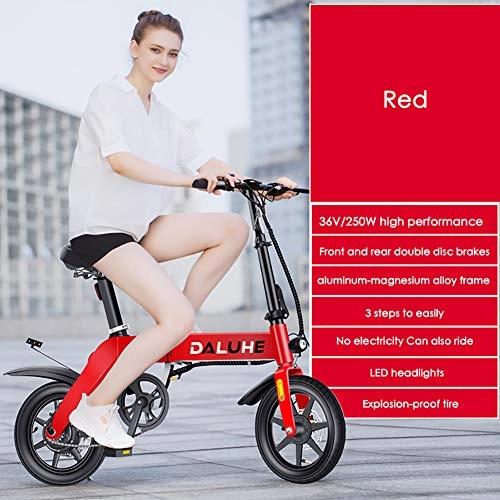 Vélos électriques : JIAOXM Vlo lectrique Pliable, Moteur dent sans Brosse 250W, 3 Vitesses, Mode de Conduite 3, vlomoteur de Mode pour Hommes Femmes, Rouge, 50km