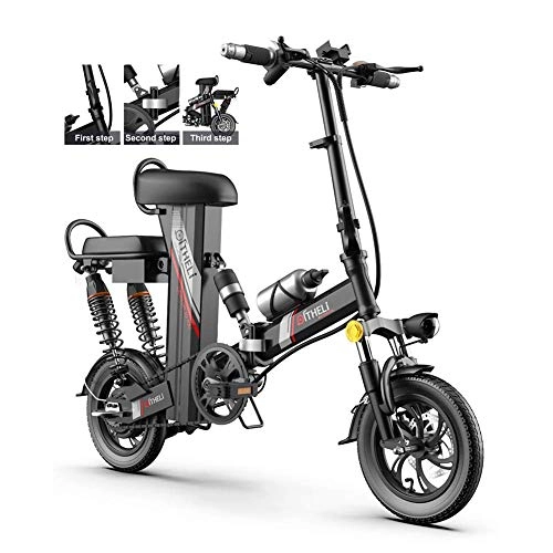 Vélos électriques : JIEER Vélos Électriques Pliants pour Adultes Vélos Couchés Hybrides Confortables, Vélo de Ville Portable 350W 3 Modes de 12 Pouces, Vitesse Maximale 25 Km / H, Cadre en Alliage D'Aluminium, Écran L