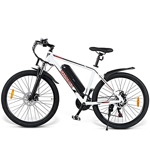 Vélos électriques : JINGJIN VTT électrique Pliable 26 Pouces Vélo de Montagne 36V / 10Ah Batterie au Lithium Amovible avec Lumières LED et Haut- Siège et poignée réglables Charge maximale:150kg, White