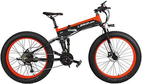 Vélos électriques : JINHH 27 Vitesse 1000 W Vélo Électrique Pliable 26 * 4.0 Fat Bike 5 Pas Frein À Disque Hydraulique 48 V 10 Ah Charge De Batterie Au Lithium Amovible