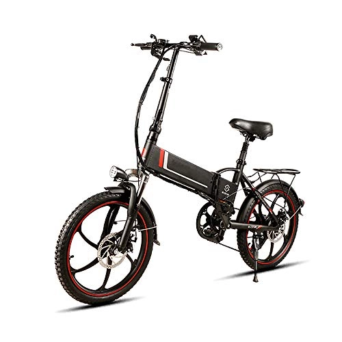 Vélos électriques : JMG Vélo Électrique 20 Pouces Motoneige Vélo Électrique 48V 350W Elektrofaltrad, Noir