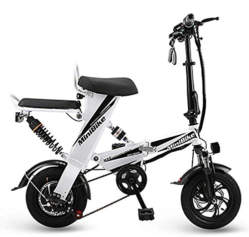 Vélos électriques : June Vélo électrique Pliant 12"Double Frein à Disque Adulte pour Ville Vélo De Banlieusard 48V 350W Double Vélo électrique avec Vitesse Maximale 25km H Noir, White