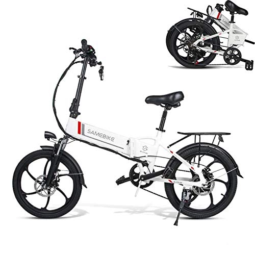 Vélos électriques : JUYUN Vélo de Électrique Pliable 20", Vélo Montagne Ebike avec Moteur 350W, Batterie au Lithium 48V 10.4Ah, Ville léger Vélo avec Moyeu 7 Vitesses, Blanc