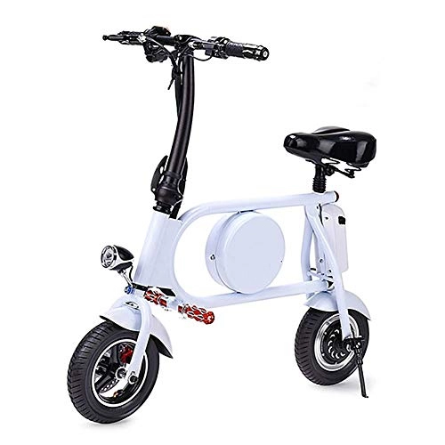 Vélos électriques : JXH Pliant vlo lectrique, Mini Portable Sized Batterie Lithium lumires LED Affichage Intelligent Distance Le contrle des vlos lectriques, Blanc
