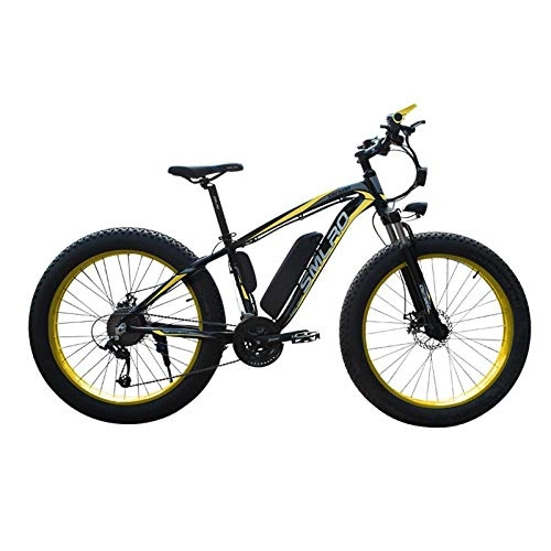 Vélos électriques : Knewss Vélo électrique 26 Pouces, vélo électrique avec Batterie Amovible 10A / 13Ah-Noir Jaune 48V | 350W | 10AH