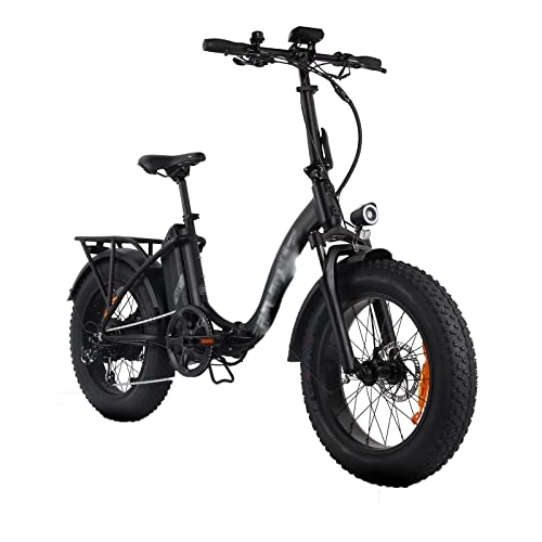 Vélos électriques : KOWM zxc vélos pour hommes vélo électrique pliable vélo de neige batterie lithium gros pneu (couleur : noir)