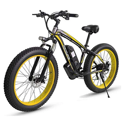 Vélos électriques : KT Mall 26 « » Electric Mountain Bike avec Grande Amovible Capacité Lithium-ION (48V 17.5ah 500W) pour Le Travail des Hommes Voyage en Plein air Cyclisme Out Et Trajets, Black Yellow