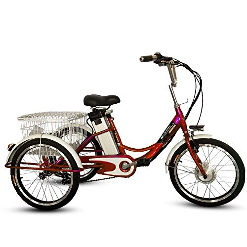 Vélos électriques : KTYX Scooter lectrique, Voiture lectrique Trois Roues, Tricycle lectrique pour Les Personnes ges, Tricycle Lithium, Tricycle 20 Pouces, Rouge