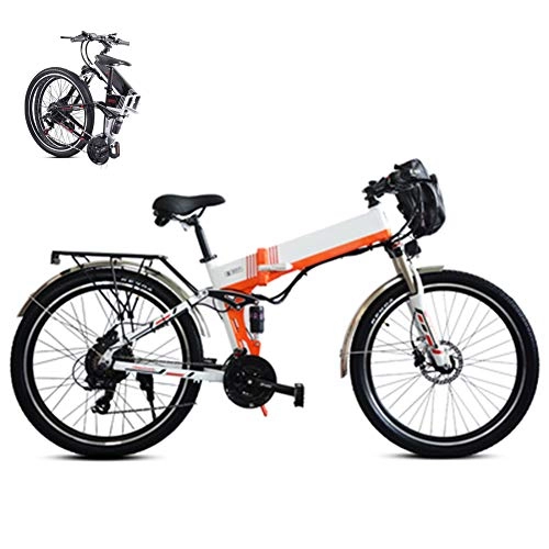 Vélos électriques : KuaiKeSport Velo Electrique Homme Femme VTT, 26 Pouces Vélo électrique VTT Pliable Adulte, 48V 350W 10.4AH Haute Vitesse Electric Bike Batterie au Lithium Amovible Fat Bike E-Bike Max 40km / h, Orange