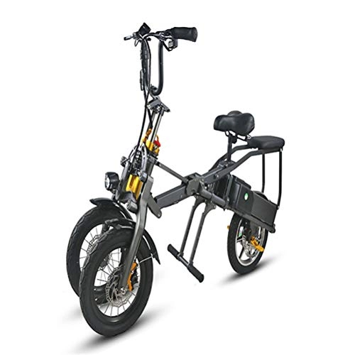 Vélos électriques : KUANDARMX Sûr 14 Pouces Trois Roues Tricycle Électrique Électrique Vélos Électriques Adultes Pliant Vélo Électrique 36 V Max Gamme 75KM Présent