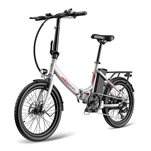 Vélos électriques : Lanshanchu E-Bike F20 Light Vélo électrique pour femme 20" 36 V 14, 5 Ah Batterie au lithium Moteur 250 W max. 25 km / h Shimano 7S Vélo électrique pliable 15 cm pour femme (blanc)