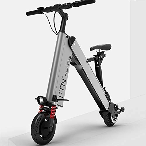 Vélos électriques : LASTING Mini Pliant Scooter électrique Ultra léger Portable Batterie au Lithium Petit vélo de Batterie Adulte Vélos de Voyage Unisexe Grey-7.5AH