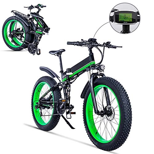 Vélos électriques : LAYZYX Vélo électrique 1000 W 48 V pour Homme Vélo de Montagne 21 Vitesses 26" Pédales de vélo de Route avec Freins à Disque hydrauliques et Batterie au Lithium Amovible L Green1000W