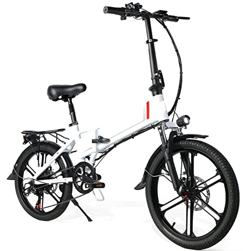 Vélos électriques : LDFANG Vélo Électrique, Vitesse Maximale 32 Km / h, Vélo Adulte 20 Pouces, Vélo Électrique Pliant Urbain, Vélo D'assistance À La Pédale, Batterie Rechargeable 48V 10.4AH White