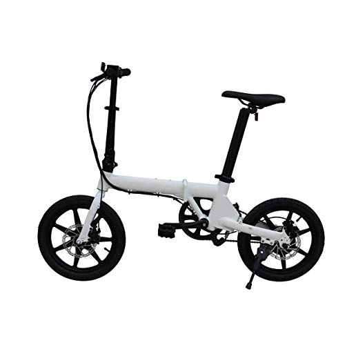 Vélos électriques : Le vélo Pliant électrique de Puissance de Batterie au Lithium de Bicyclette électrique de 16 Pouces est Facile et Commode, Facile à Porter, White