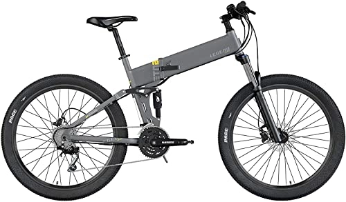 Vélos électriques : Legend Etna Vélo VTT Électrique E-MTB 27, 5", Double Suspension RockShox + KS, Freins Disque Hydraulique, Batterie ION 36V 10.4Ah Sanyo-Panasonic (374.4Wh), Gris Titanium