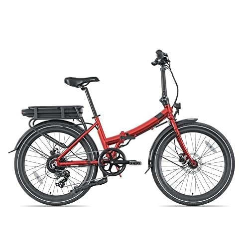 Vélos électriques : Legend Siena Vélo Électrique Pliable de Ville Smart eBike Roues de 24 Pouces, Freins Disque Hydraulique, Batterie 36V 13Ah Panasonic (470Wh), Rouge Strawberry