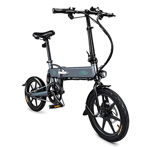 Vélos électriques : LFANH Électrique Pliant Vélo 250Watt Moteur Ebike Pneus, 16 Pouces Réglable Vélo De Ville avec 36V 7.8Ah Batterie Rechargeable Au Lithium Et Phare, pour Adulte Unisexe Trajets, Gris