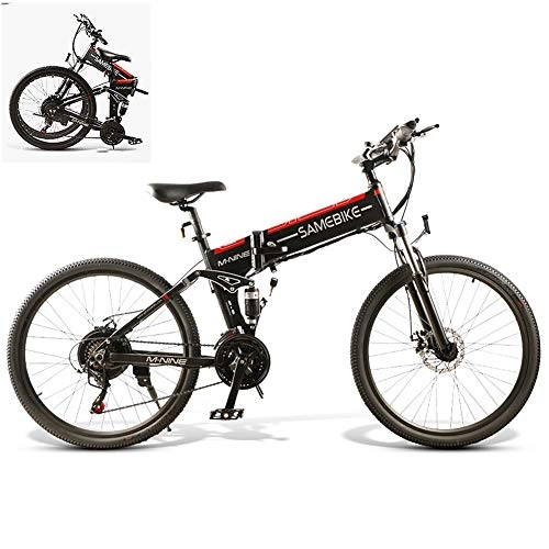 Vélos électriques : Lhlbgdz Vélo électrique Pliant 26 Pouces Power Assist vélo électrique E-Bike 48V 500W Moteur, Noir