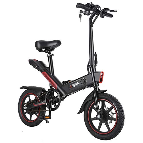 Vélos électriques : Lhlbgdz Vélo électrique Pliant 350W 36V vélo électrique étanche 14 `` Roue 10Ah Batterie Rechargeable 3 Modes Phare LED, Noir