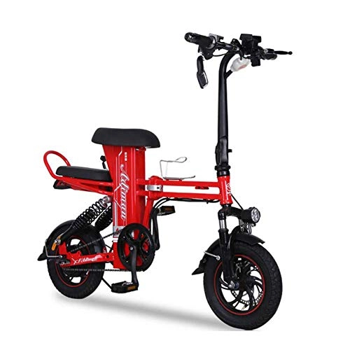 Vélos électriques : LHLCG Mini vlo lectrique Portable - Vlo lectrique Pliable avec tlcommande, Support de tlphone Portable et Affichage lectronique, Red, 25Ah