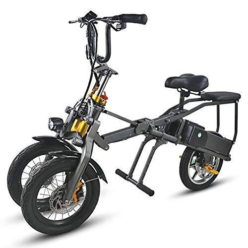 Vélos électriques : LHLCG Scooter 48V 350W Mini-Tricycle 2 Batteries Pliable Tricycle électrique 14 Pouces 1 Seconde Tricycle électrique Haut de Gamme Se Pliant Facilement