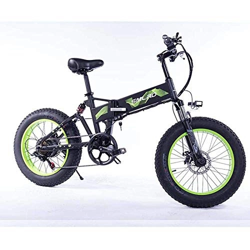 Vélos électriques : LIMQ 20 Pouces Pliable lectrique Motoneige 36v48v Roue 4.0 en Alliage D'aluminium Mountain Beach Vlo lectrique, Green-36V10AH350W