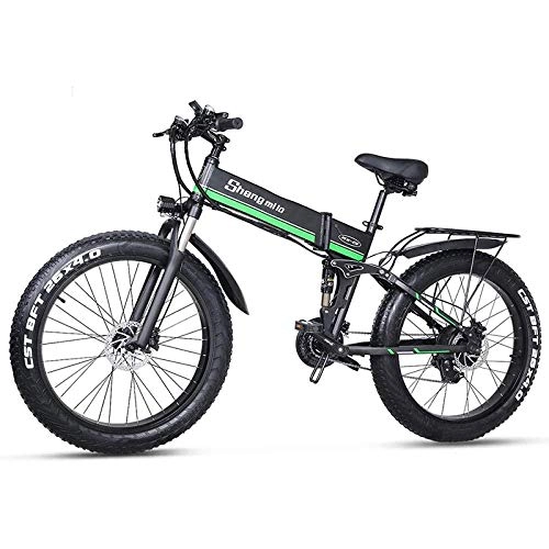 Vélos électriques : LIMQ Vlo lectrique 1000W Vlo De Plage lectrique 4 0 Gros Pneu Vlo lectrique 48V Hommes VTT Neige E-Bike, Green