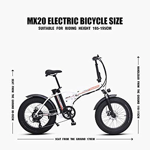 Vélos électriques : LIMQ Vlo lectrique 4.0 Gros Pneu Vlo lectrique Vlo De Plage Cruiser Vlo Booster Vlo Pliant Vlo lectrique Vlo lectrique 48 V Ebike, White