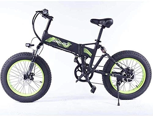 Vélos électriques : LIMQ Vlo lectrique Pliant Moteur 500W avec Batterie Lithium-ION Remplaable 48V 10Ah 20 Pouces Ebike Fat Tire Vlo lectrique (Couleur: 48V500W Violet), Green