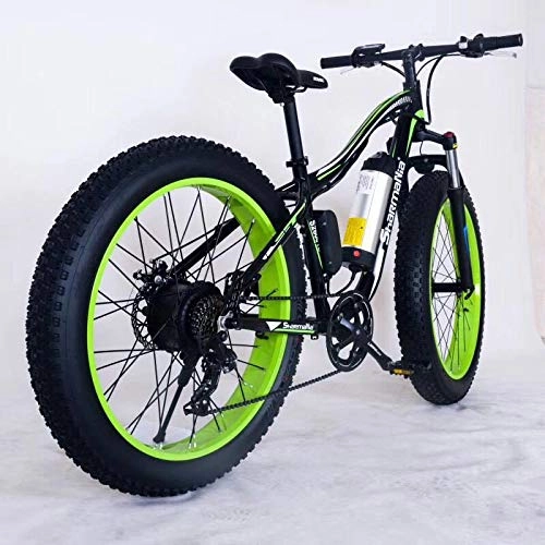 Vélos électriques : Link Co Gyrophare 26 Pouces - Vélo électrique 48V 10.4 Neige E-Bike Shimano Freins à Disque hydrauliques à Pile au Lithium 21Speed ​​Beach Cruiser, Green