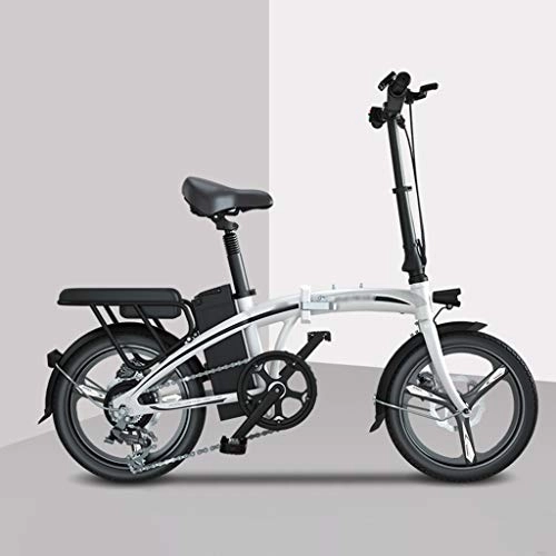 Vélos électriques : LJMG Vlos lectriques Vlo lectrique Pliant De 20 Pouces 400W 48V 10Ah / 14Ah / 18Ah Batterie Au Lithium 6 Vitesses Et Suspension Arrire, avec Sige Arrire (Color : Blanc, Size : 18AH)